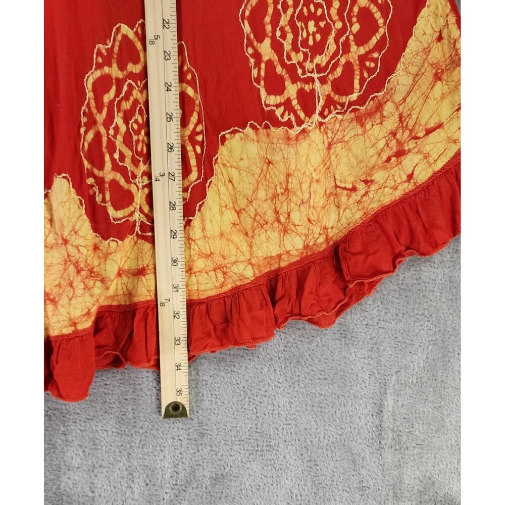Jackpot Skirt Womens One Size Orange Yellow Floral Print Boho Flared Maxi - Picture 5 of 11